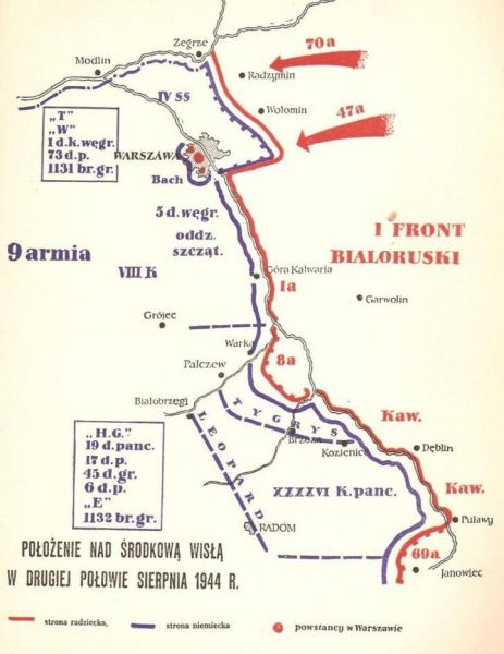 Linia frontu na Wiśle w 1944r.
